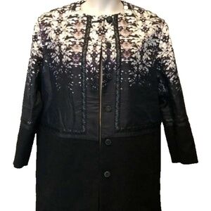 Roberto Cavalli Women's Cappotto Woven Wool Coat W/Leather Trim Size 40 IT/4 US